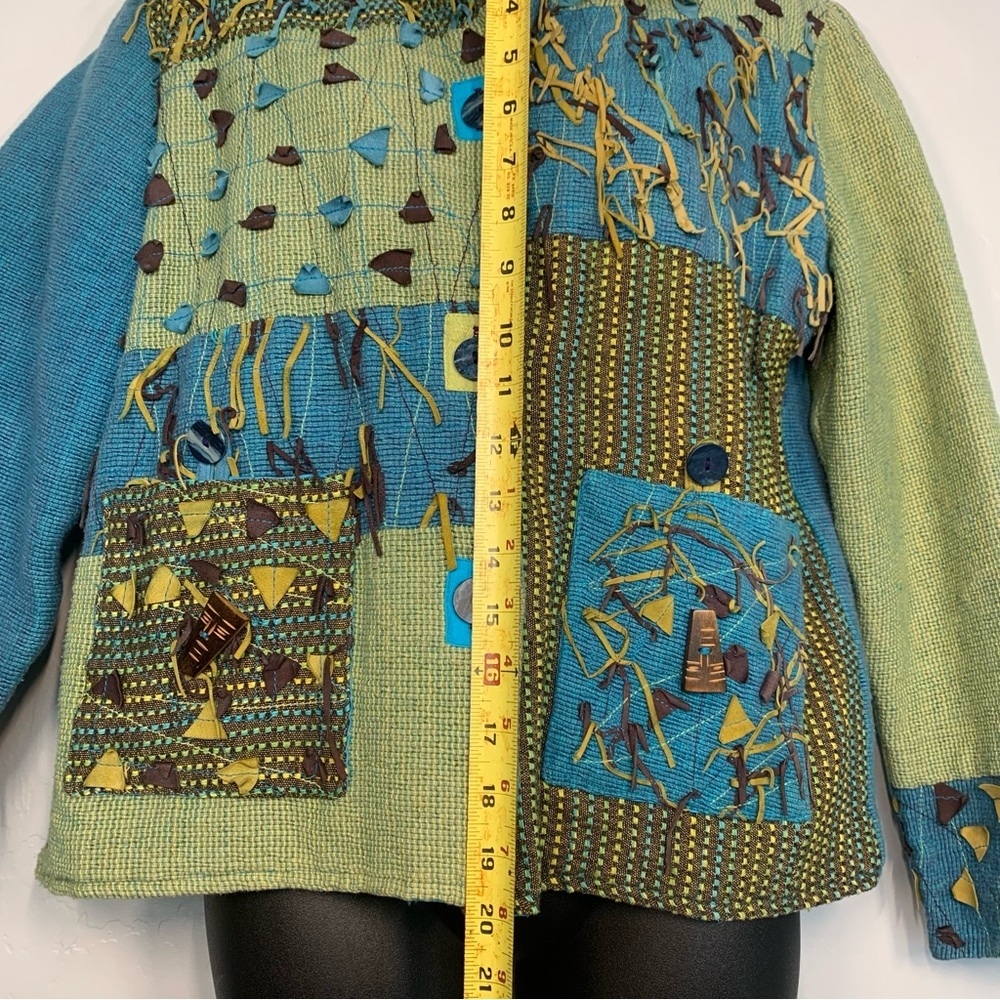 Vintage 90s Boho Patchwork Cotton Jacket Fringe B… - image 8